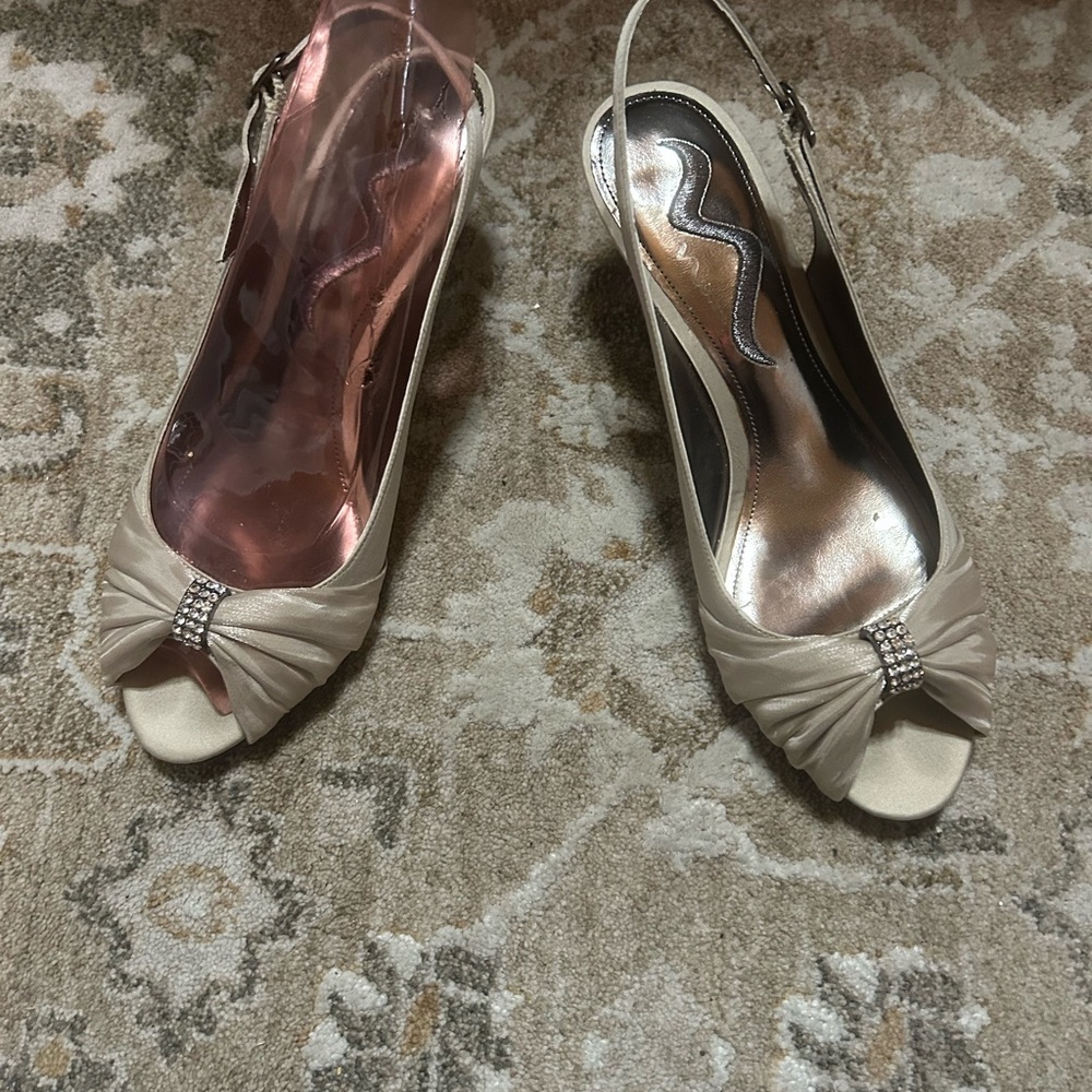 Elegant Cream Peep-Toe Heels